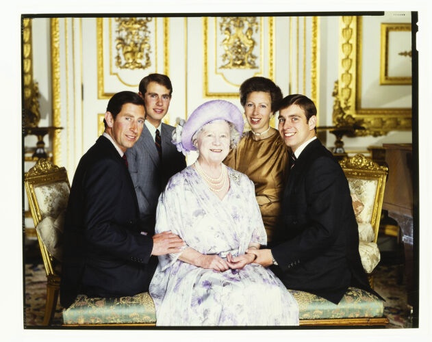NP04D3_055C: Queen Mother and her grandchildren