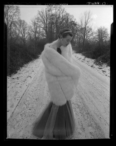 NP_NP05E2_1950_004: Wenda in Fox Fur in Snow