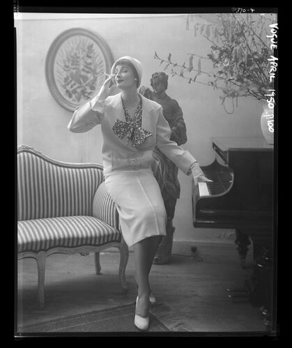 NP_NP05E2_1950_008: Wenda in Hardy Amies Suit