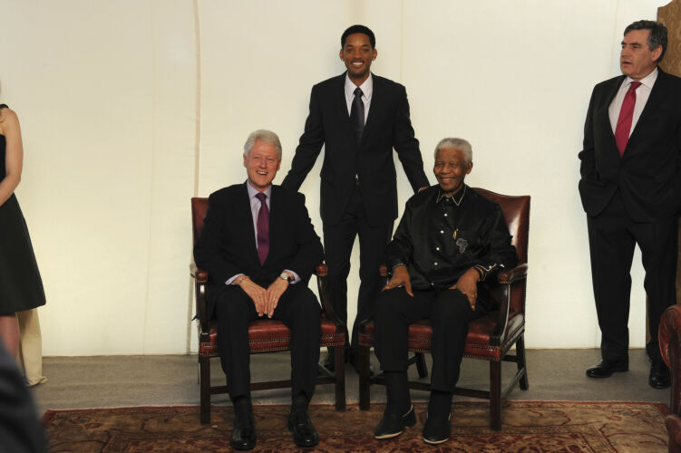 TON_NM008: Nelson Mandela with Will Smith and Bill Clinton, London 2008.