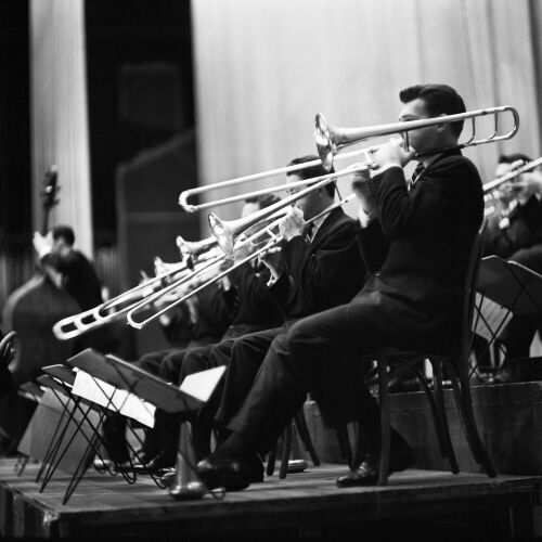 TW_SK006: The Stan Kenton brass section at the Civic Opera House